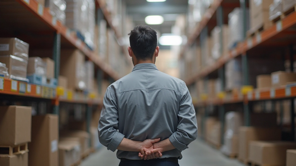 Well-organized warehouse shelves with clear zone labels, color-coded bins, and systematic product arrangement