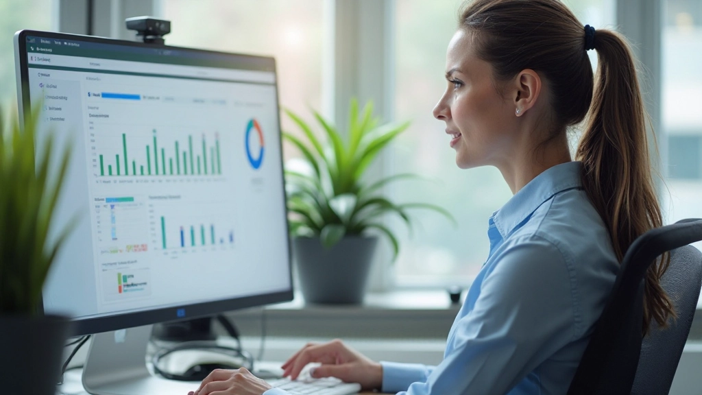Computer screen displaying inventory management dashboard with stock levels, sales trends, and automated alerts